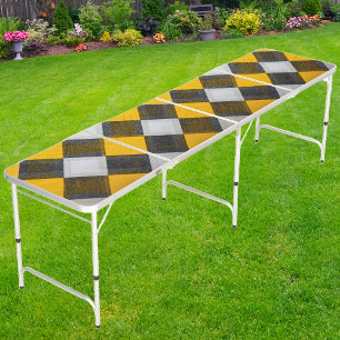 Lemon Zest Plaid Beer Pong Table
