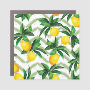 Lemon zigzag: vintage hand-drawn pattern. car magnet
