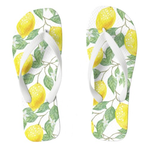 Lemon zingy fun print flip flops