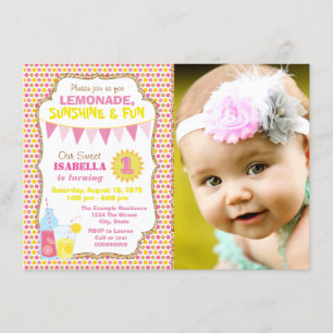 Lemonade 1st Birthday Party Photo Lemonade Party Invitation