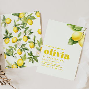 Lemonade and Fun, Turning One First Birthday Invitation