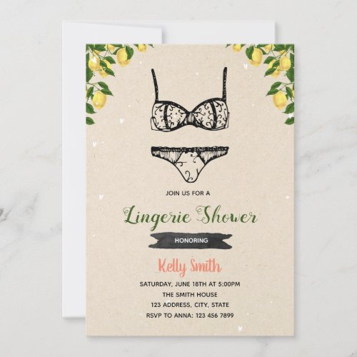 Lemonade and lingerie party shower invitation