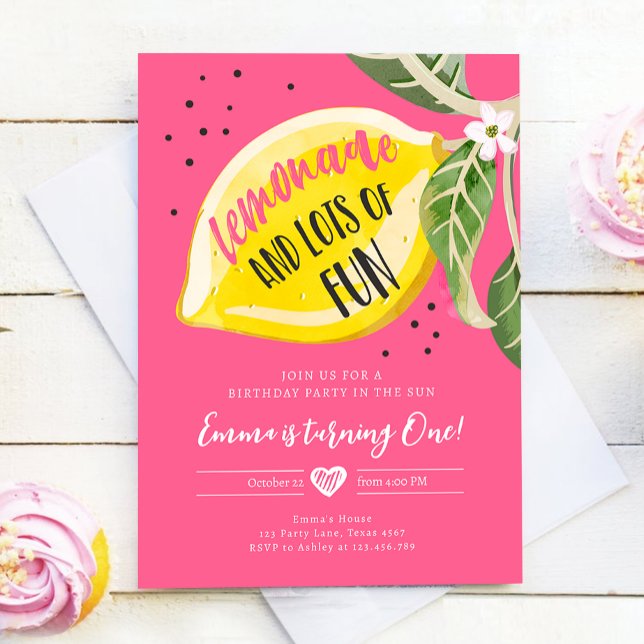 Lemonade and Lots of Fun Lemon Girl Birthday Invitation (Creator Uploaded)