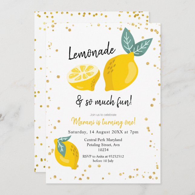 Lemonade and so much fun invitation (Front/Back)