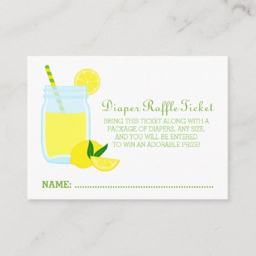 Lemonade Baby Shower Diaper Raffle Ticket Enclosure Card