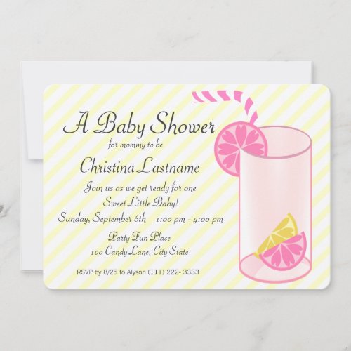Lemonade Baby Shower Custom Announcement