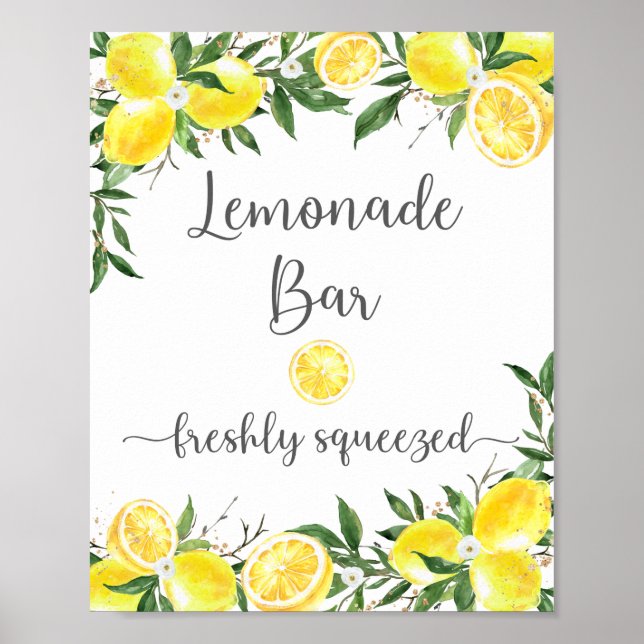 Lemonade Bar Greenery Gold Bridal Shower Sign (Front)