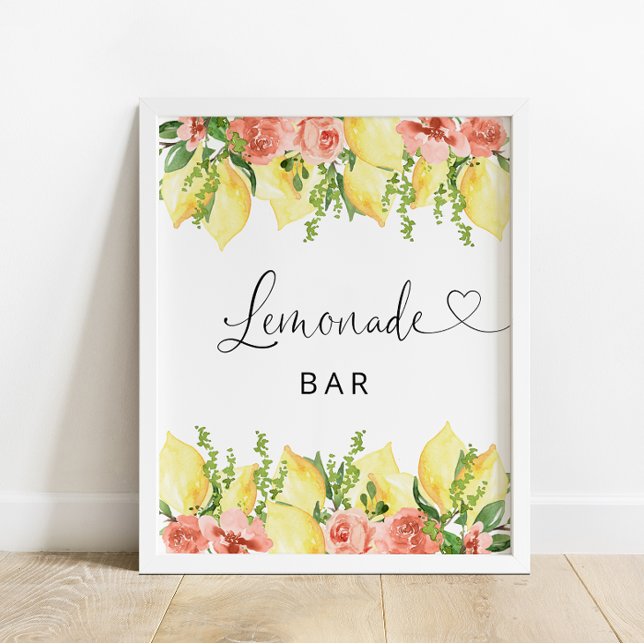 Lemonade Bar Lemon Floral Poster (Creator Uploaded)