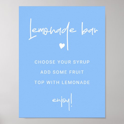 Lemonade Bar Sign For Shower Party Blue Template