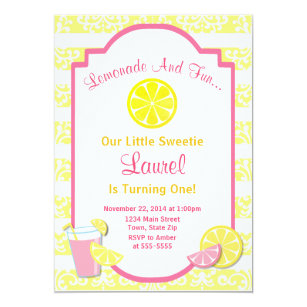 lemonade birthday invitation pink lemonade