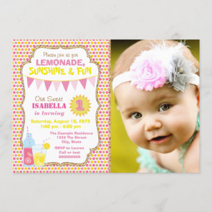 Lemonade Birthday Party Photo Lemonade Party Invitation