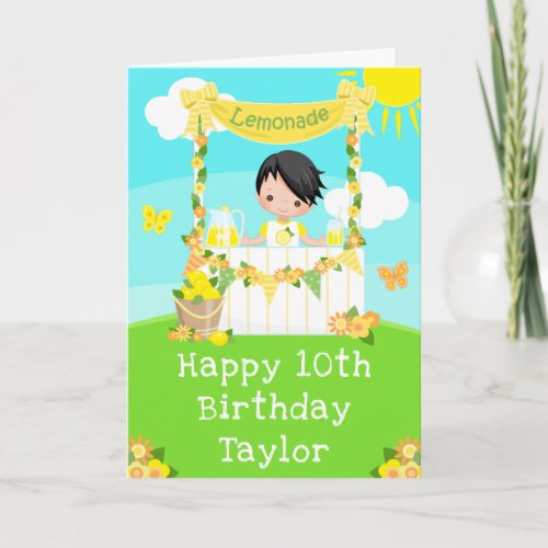 Lemonade Black Hair Boy Happy Birthday  Card