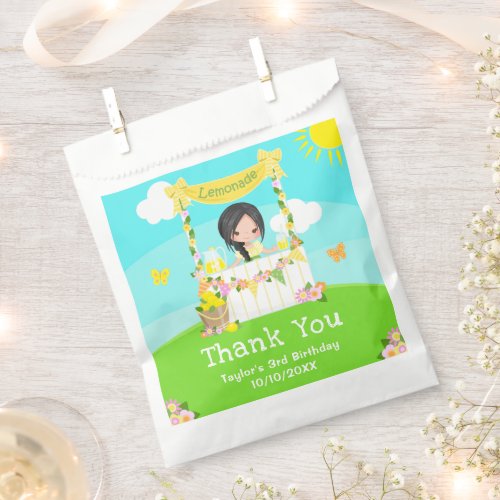 Lemonade Black Hair Girl Birthday Thank You Favor Bag