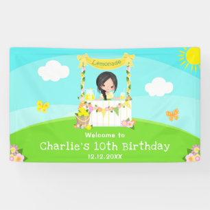 Lemonade Black Hair Girl Birthday Welcome Banner