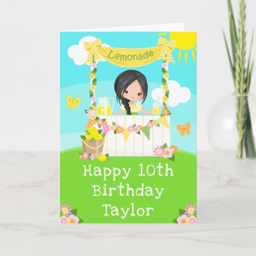Lemonade Black Hair Girl Happy Birthday  Card