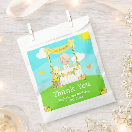 Lemonade Blonde Hair Boy Birthday Thank You Favor Bag