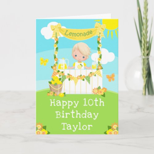 Lemonade Blonde Hair Boy Happy Birthday  Card