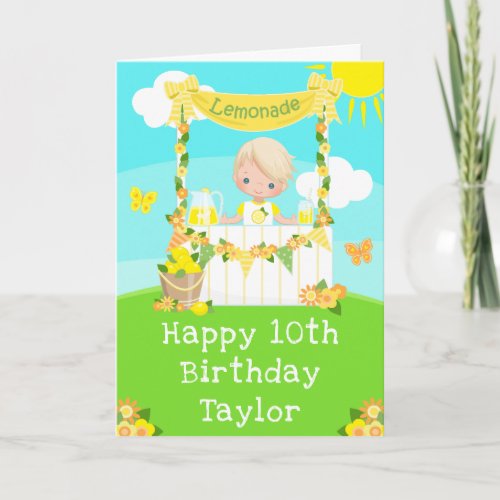 Lemonade Blonde Hair Boy Happy Birthday  Card