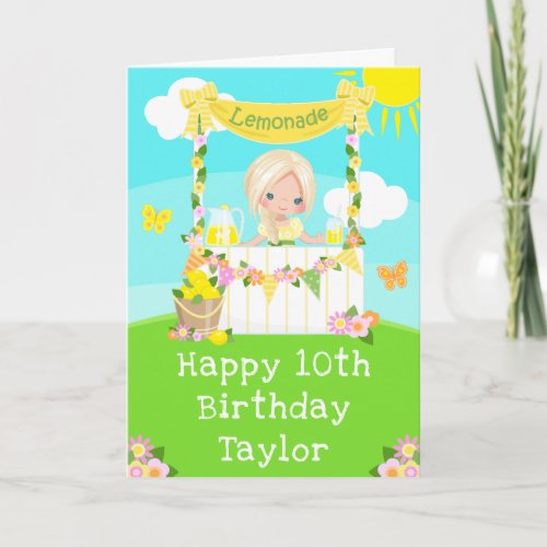 Lemonade Blonde Hair Girl Happy Birthday  Card