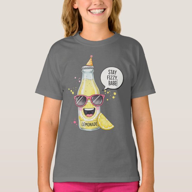  Lemonade Bottle in a Party Hat, by Natasha Us   T-Shirt (Front)