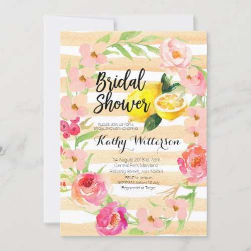 Lemonade Bridal Shower invitation watercolor