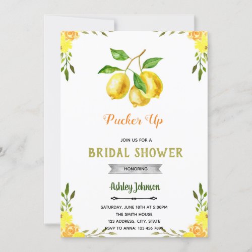 Lemonade bridal shower party invitation