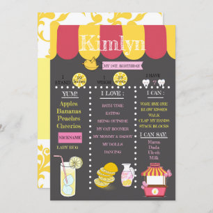 Lemonade Chalkboard 1st Birthday Party Save The Date