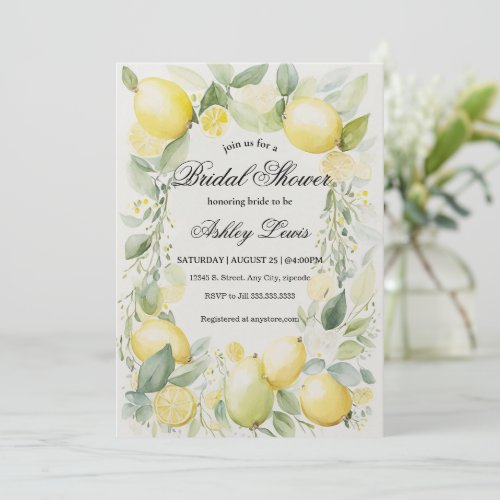 Lemonade Citrus bridal shower invitation