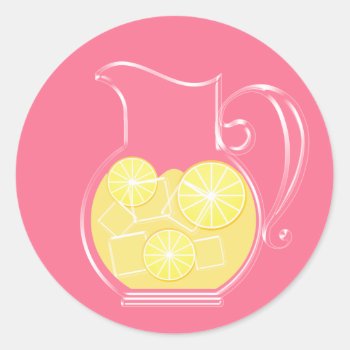 Lemonade Classic Round Sticker by Just2Cute at Zazzle