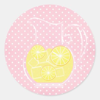 Lemonade Classic Round Sticker by Just2Cute at Zazzle
