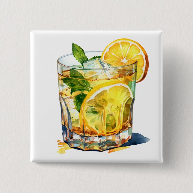 Lemonade Cocktail Drink Button (Front)