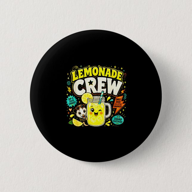 Lemonade crew funny cute kids lemonade stand button (Front)