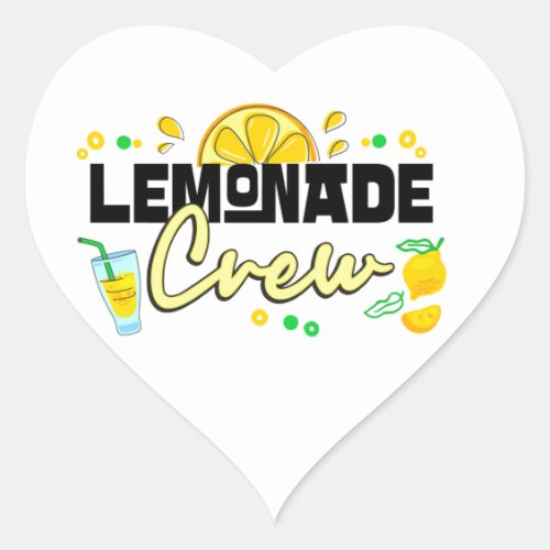 Lemonade Crew Juice Stand Owners Lemon Lovers  Heart Sticker