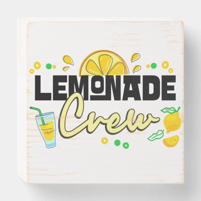 Lemonade Crew Juice Stand Owners Lemon Lovers  Wooden Box Sign (Front Horizontal)
