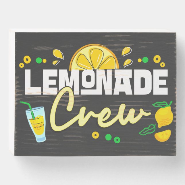 Lemonade Crew Juice Stand Owners Lemon Lovers  Wooden Box Sign (Front Horizontal)