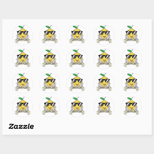 Lemonade Crew - Kawaii Peace Hand and Sunglasses Classic Round Sticker (Sheet)