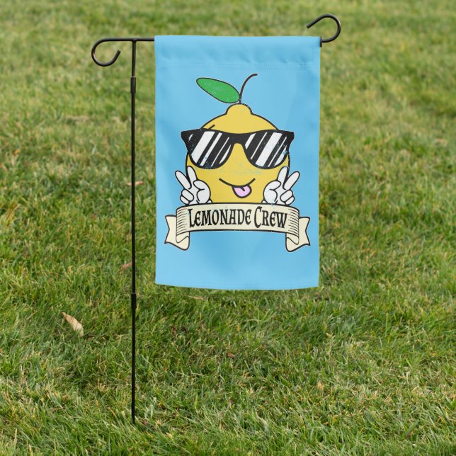 Lemonade Crew - Kawaii Peace Hand and Sunglasses Garden Flag (In SItu)