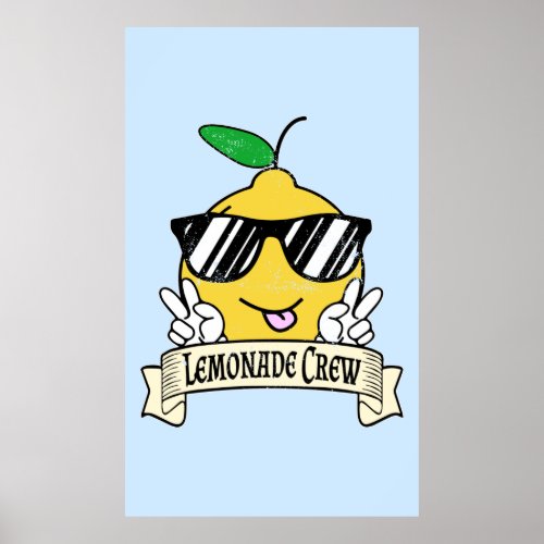 Lemonade Crew _ Kawaii Peace Hand and Sunglasses Poster