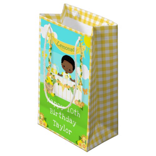 Lemonade Dark Skin Boy Happy Birthday Small Gift Bag