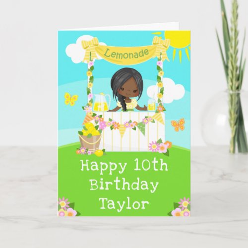 Lemonade Dark Skin Girl Happy Birthday  Card