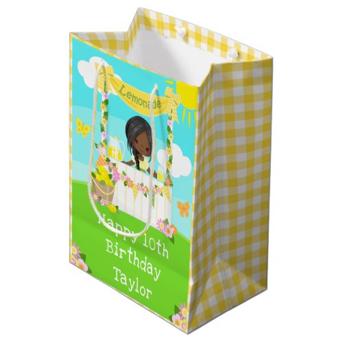 Lemonade Dark Skin Girl Happy Birthday Medium Gift Bag