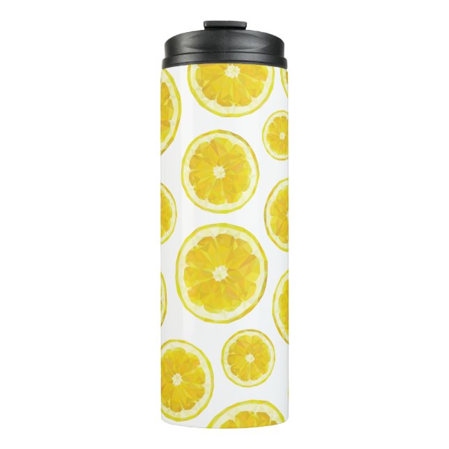 Lemonade drinkware bottle. Yellow lemon slice poly Thermal Tumbler (Front)