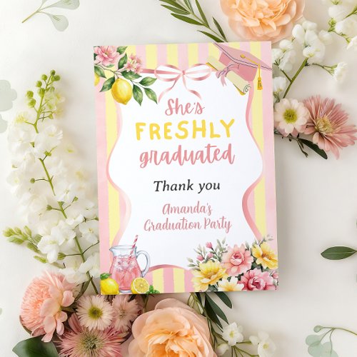 Lemonade Freshly Graduated Lemon Graduation Party Thank You Card