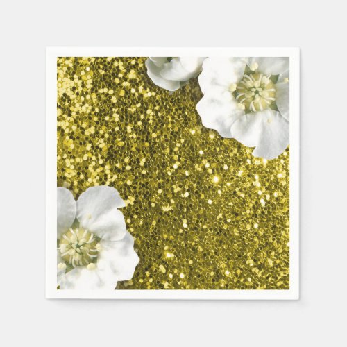 Lemonade Gold Mustard Jasmin Glitter Sequin Sparkl Paper Napkins