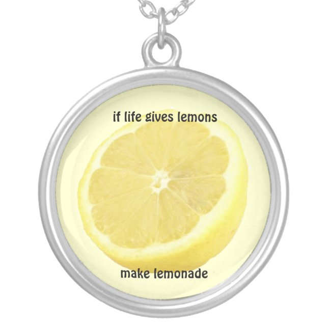 Lemonade : if life gives you lemons silver plated necklace (Front)