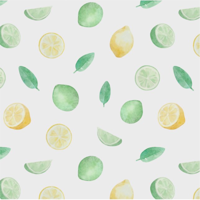 Lemonade lemon and green limes watercolor pattern sticker (Front)