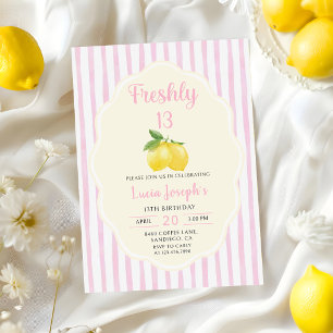 Lemonade Lemon Freshly 13th Birthday Invitation