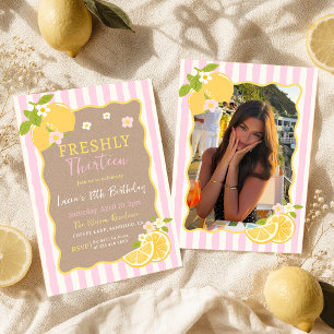 Lemonade Lemon Freshly 13th Birthday Photo Invitation