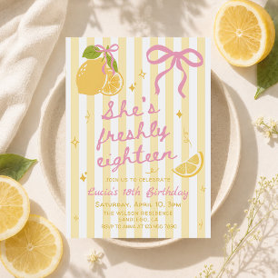 Lemonade Lemon Themed Freshly 18th Birthday Invitation