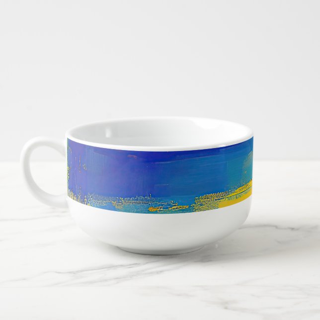 "Lemonade Lullaby" Abstract Art Soup Mug (Right)
